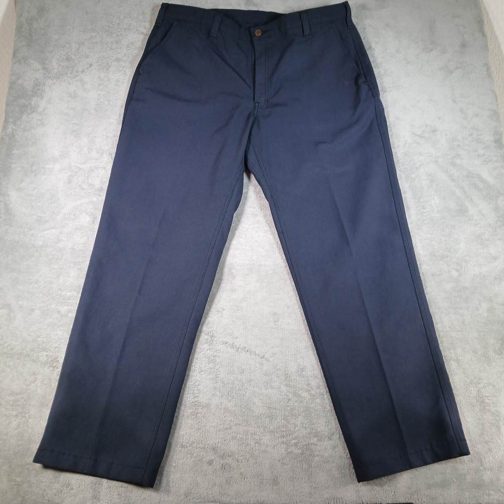 Workrite FR Pants Mens 36x29 Navy Blue Solid Straight Fit Nomex Workwear